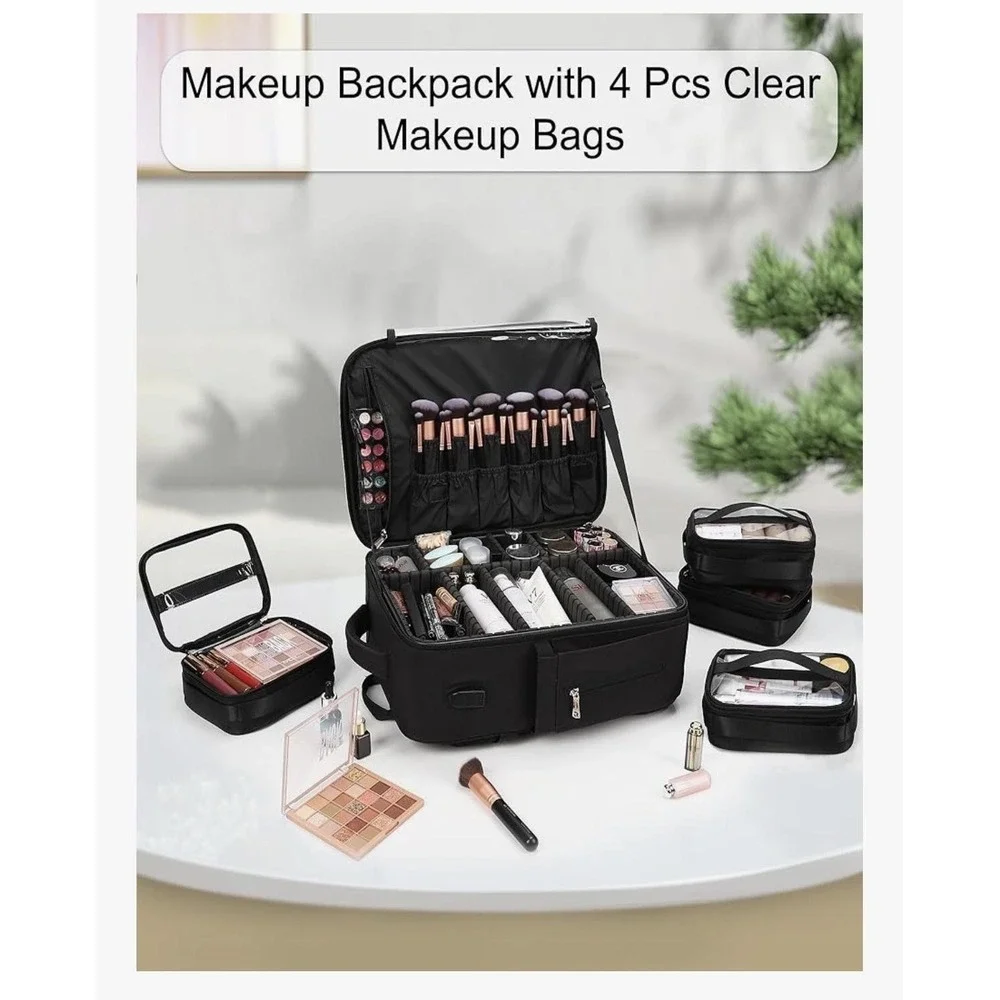 Black Makeup Organizer Backpack